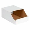 Promo 😀 Single Wall Stackable Corrugated Bin Box, 8"W x 12"D x 4-1/2"H, Oyster White - Pkg Qty 50 ✨