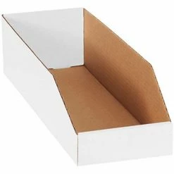 Outlet 🛒 Global Industrial™ Open Top Corrugated Bin Boxes, 6"Wx18"Dx4-1/2"H, White - Pkg Qty 50 🎉