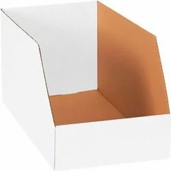 Buy 👍 Global Industrial™ Jumbo Open Top Corrugated Bin Boxes, 12"Wx18"Dx10"H, White - Pkg Qty 50 🎁