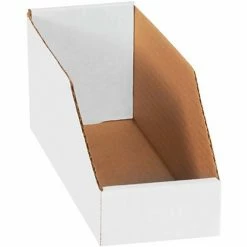 Best Sale 🛒 Global Industrial™ Open Top Corrugated Bin Boxes, 4"Wx12"Dx4-1/2"H, White - Pkg Qty 50 🧨