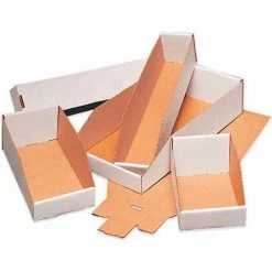 Buy 🎉 6" x 15" x 4-1/2" Open Top White Corrugated Bin Boxes - Pkg Qty 50 🎁
