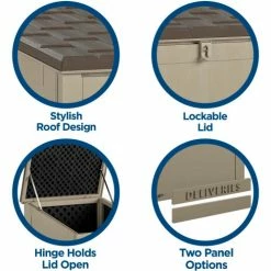 Cheapest 👏 COSCO® BoxGuard® Lockable Outdoor Storage Box 6.3 Cu. Ft. 20-1/2 x 22 x 33-1/4 Tan ⭐ -Containers shop COO C333BP88BTN1E 09