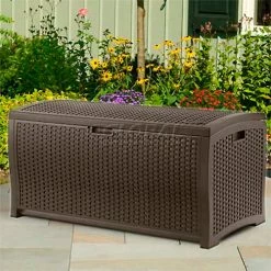 Cheapest ๐ Suncast® Wicker Deck Box, 92 Gallon ๐