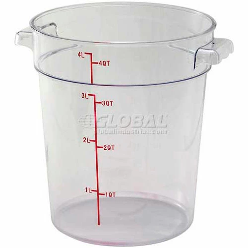 New ❤️ Winco PCRC-4 Round Storage Container, 4 Qt, Clear, Polycarbonate - Pkg Qty 12 👏 1 New ❤️ Winco PCRC-4 Round Storage Container, 4 Qt, Clear, Polycarbonate - Pkg Qty 12 👏