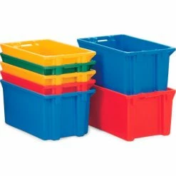 Wholesale 🛒 SSI Schaefer Schaefer Stack & Nest Tote FB601 - 23"L x 15"W x 8"H - Closed Handles - Red - Pkg Qty 15 🌟