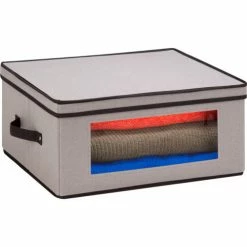 Cheapest ✔️ Honey-Can-Do Gray Canvas Large Storage Chest w/Window 😍