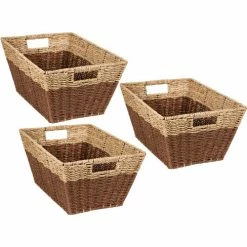 Cheap 🔔 Honey-Can-Do® 3-Piece Rectangle Seagrass Baskets - Natural/Dark Brown 🎉