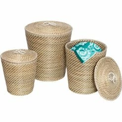 Best reviews of ✨ Honey-Can-Do® 3-Piece Tall Nested Baskets with Lids - Natural, White 🛒