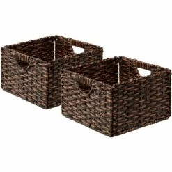 Cheapest 🌟 Seville Classic Foldable Handwoven Cube Storage Basket 2 Pack, Mocha ✨ -Containers shop HCD WEB654