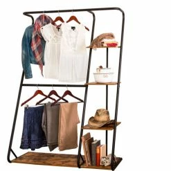 Coupon 😍 Honey-Can-Do® Rustic Z-Frame Wardrobe, Black - 48"L x 17-3/16"W x 68"H 🎁