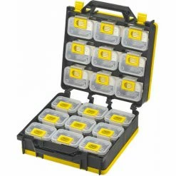 Best reviews of 💯 ShopSol 1010496 Bin Compartment Case - 2 Sided, 18 Locking Bins, 26"L x 12"W x 3"H - Black/Yellow 🧨