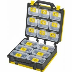 Best reviews of ❤️ ShopSol 1010498 Bin Compartment Case - 2 Sided, 15 Locking Bins, 26"L x 12"W x 3"H - Black/Yellow 🤩