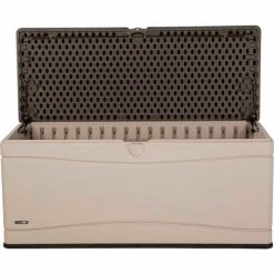 Coupon 👍 Lifetime 60012 Outdoor Deck Storage Bench Box 130 Gallon, Sand w/Brown Lid 🥰 -Containers shop LII 60012 03