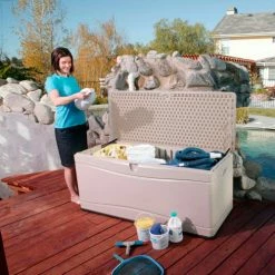 Best reviews of 😉 Lifetime 60040 Outdoor Deck Storage Bench Box 130 Gallon, Sand w/Black Bottom 🎁 -Containers shop LII 60040 03