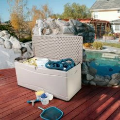 Best reviews of 😉 Lifetime 60040 Outdoor Deck Storage Bench Box 130 Gallon, Sand w/Black Bottom 🎁 -Containers shop LII 60040 10