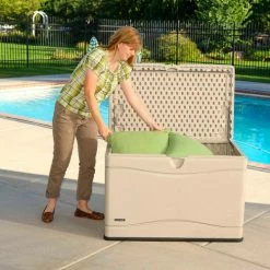 Deals 🎉 Lifetime 60059 Outdoor Deck Storage Box 80 Gallon, Sand w/Black Bottom ❤️ -Containers shop LII 60059 05