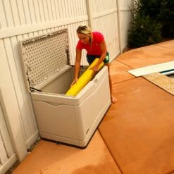 Deals 🎉 Lifetime 60059 Outdoor Deck Storage Box 80 Gallon, Sand w/Black Bottom ❤️ -Containers shop LII 60059 08