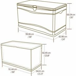 Deals 🎉 Lifetime 60059 Outdoor Deck Storage Box 80 Gallon, Sand w/Black Bottom ❤️ -Containers shop LII 60059 12