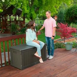 Promo 💯 Lifetime 60089 Outdoor Deck Storage Box 116 Gallon, Brown 🧨 -Containers shop LII 60089 17