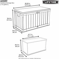 Promo 💯 Lifetime 60089 Outdoor Deck Storage Box 116 Gallon, Brown 🧨 -Containers shop LII 60089 22