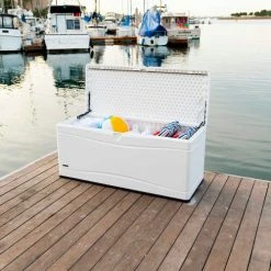 New ⌛ Lifetime Marine Dock Bench Box 130 Gallon - 60"L x 24"W x 24-1/4"H - White ⌛ -Containers shop LII 60348 14