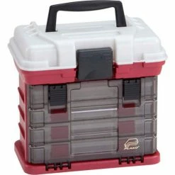 Discount 👍 Plano Molding 135402 Drawer Rack System (1) L (4) S Boxes, 11"L x 7-1/4"W x 10"H, Red/Silver - Pkg Qty 2 ⭐