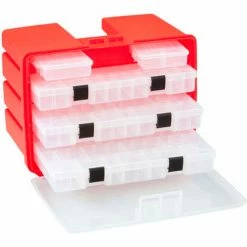 Buy ❤️ Plano Molding Plano 932001 StowAway® Drawer Rack System, (3) L (2) S Boxes, 16"L x 12"W x 10"H, Red/Clear - Pkg Qty 4 😍