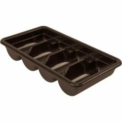 Best deal ⭐ Quantum Storage Systems Quantum Four Compartment Cutlery Box, 20-7/16"L x 11-3/8"W x 3-3/4"H, Polypropylene, Brown - Pkg Qty 12 🧨