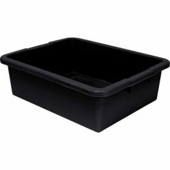 Outlet ⭐ Quantum Storage Systems Quantum Bussing Tub, 22"L x 17"W x 7"H Ribbed Bottom Bus Box, Polypropylene, Black - Pkg Qty 12 🎉