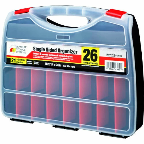 Brand new 😀 Quantum Storage Systems Quantum ORG81832 Single Sided Organizer - 26 Compartments - 18"L x 14"W x 3"H - Pkg Qty 4 💯 1 Brand new 😀 Quantum Storage Systems Quantum ORG81832 Single Sided Organizer - 26 Compartments - 18"L x 14"W x 3"H - Pkg Qty 4 💯