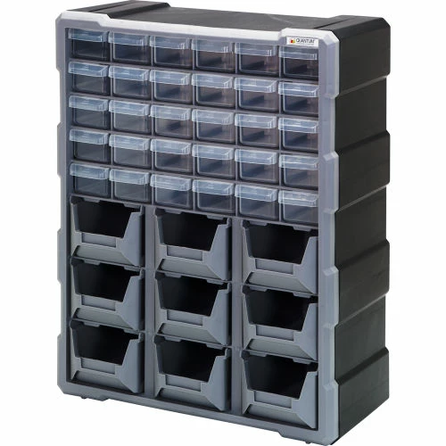 Promo ❤️ Quantum Storage Systems Quantum Plastic Drawer Cabinet PDC-930BK - 39 Drawers 6-1/4"W x 15"D x 18-3/4"H 💯 1 Promo ❤️ Quantum Storage Systems Quantum Plastic Drawer Cabinet PDC-930BK - 39 Drawers 6-1/4"W x 15"D x 18-3/4"H 💯