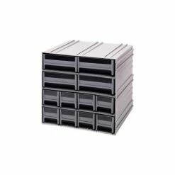 Best Sale 😉 Quantum Storage Systems Quantum Interlocking Storage Cabinet QIC-8143 - 11-3/4"Wx11-3/8"Dx11"H - 12 Gray Drawers 👏
