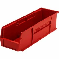 Buy 🔔 Quantam Storage 5-1/2"W x 18"D x 5"H Ultra Series Stack and Hang Bin, Red, Polypropylene, 4 Slots - Pkg Qty 12 ✔️
