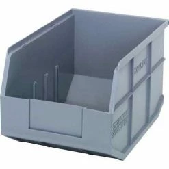 Promo ✨ Quantum Storage Systems Quantum Plastic Stacking and Hanging Shelf Bin SSB423 11"W x 12"D x 7"H, Black - Pkg Qty 6 ✨