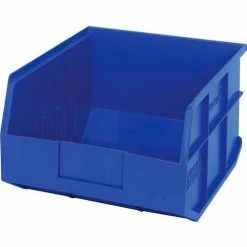 Discount 😍 Quantum Storage Systems Quantum Plastic Stacking and Hanging Shelf Bin SSB425 11"W x 12"D x 7"H, Blue - Pkg Qty 6 🌟