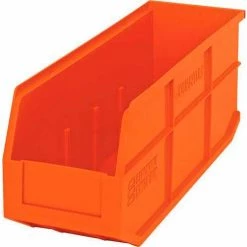 Cheap 👍 Quantum Storage Systems Quantum Plastic Stacking and Hanging Shelf Bin SSB461 6"W x 18"D x 7"H, Orange - Pkg Qty 6 💯