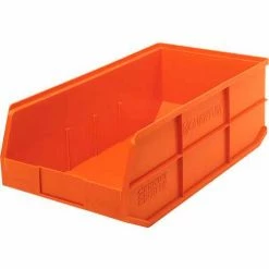 Budget ❤️ Quantum Storage Systems Quantum Plastic Stackable Shelf Bin SSB485 11"W x 20-1/2"D x 7"H, Orange - Pkg Qty 6 🧨