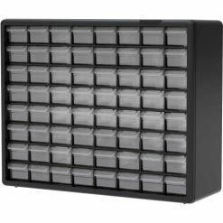 Brand new ❤️ Akro-Mils Plastic Drawer Parts Cabinet 10164 - 20"W x 6-3/8"D x 15-13/16"H, Black, 64 Drawers ✔️ -Containers shop RBM 10164