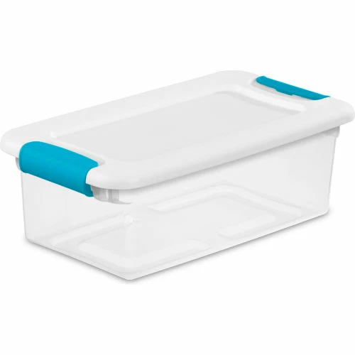 Promo 🎉 Sterilite 6 Quart 14928012 Clear Storage Latch Tote White Lid Blue Latches 14-1/8 x 7-5/8 x 4-7/8 - Pkg Qty 12 ⭐ 1 Promo 🎉 Sterilite 6 Quart 14928012 Clear Storage Latch Tote White Lid Blue Latches 14-1/8 x 7-5/8 x 4-7/8 - Pkg Qty 12 ⭐