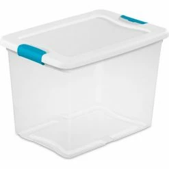 Wholesale 💯 Sterilite 25 Quart 14958006 Clear Storage Latch Tote White Lid Blue Latches 16-1/4 x 11-1/4 x11-5/8 - Pkg Qty 6 🤩