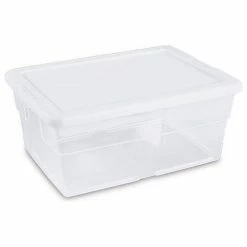Buy ❤️ Sterilite 16 Quart 16448012 Clear Storage Tote with White Lid 16-3/4" x 11-7/8" x 7" - Pkg Qty 12 👏