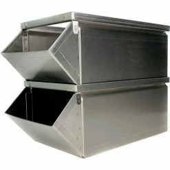 Discount 🎁 Stackbin® Stainless Steel Stacking Hopper Front Container, 10"W x 24'D x 8"H 🛒 -Containers shop STA 1 8SB SS 03
