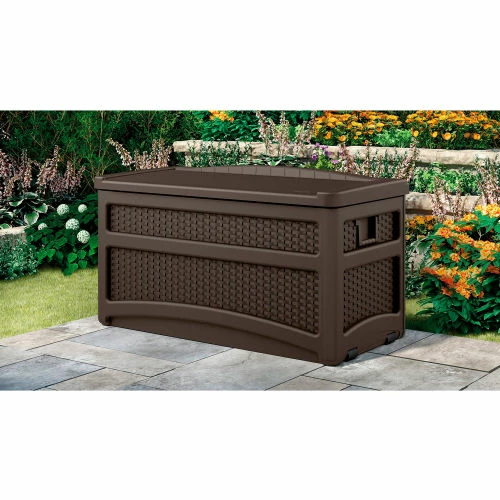 Best Pirce 😉 Suncast DBW7500 Outdoor Deck Box with Seat and Rollers 73 Gallon 46"L x 23-5/8"W x 25-1/2"H Mocha 😉 4 Best Pirce 😉 Suncast DBW7500 Outdoor Deck Box with Seat and Rollers 73 Gallon 46"L x 23-5/8"W x 25-1/2"H Mocha 😉 - Image 4
