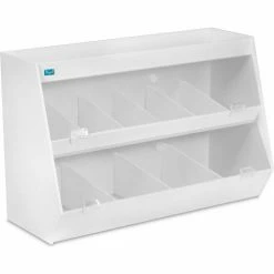 Cheap 😍 TrippNT™ White Lab Storage with 10 Bins and 1 Shelf, Clear Acrylic Doors, 24"W x 11"D x 16"H 🔔