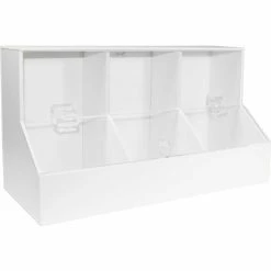Outlet ⌛ TrippNT White PVC/Acrylic Large Dispensing Bin with 3 Compartments, 18"W x 8"D x 9"H 😀