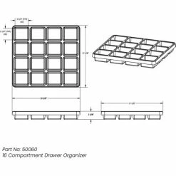 Coupon 🌟 TrippNT™ White Polystyrene 16 Compartment Drawer Organizer, 19"W x 18"D x 2"H 🔔 -Containers shop TPN trippnt50060 Drawing