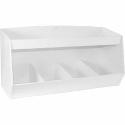 Promo ๐ TrippNT White PVC Storage Bin with 4 Compartments and 1 Shelf, 24"W x 10"D x 13"H ๐
