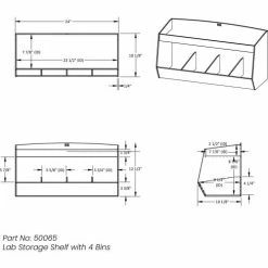 Promo 😍 TrippNT™ White PVC Storage Bin with 4 Compartments and 1 Shelf, 24"W x 10"D x 13"H 🛒 -Containers shop TPN trippnt50065 Drawing