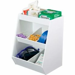 New 🧨 TrippNT™ White Lab Storage Bin with 5 Fixed Compartments and 1 Shelf, 12"W x 10"D x 16"H ❤️ -Containers shop TPN trippnt50074 5