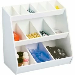 Brand new 😍 TrippNT™ White Lab Storage Bin Station with 13 Fixed Compartments, 12"W x 7"D x 12"H ❤️ -Containers shop TPN trippnt50147 5